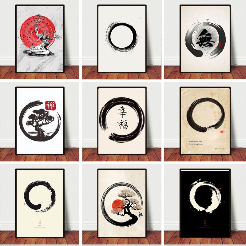 Home Decor Japandi - Zen Enso Circle Japanse stijl kunstwerk