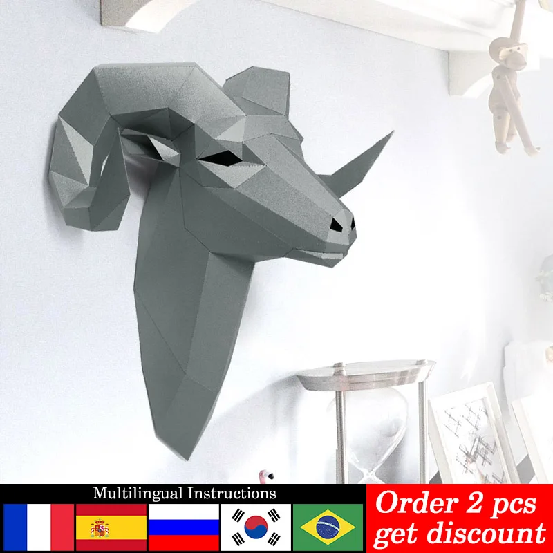 Home Decor Center - Voorgesneden Bighorn Wild Schaap Dier Muur