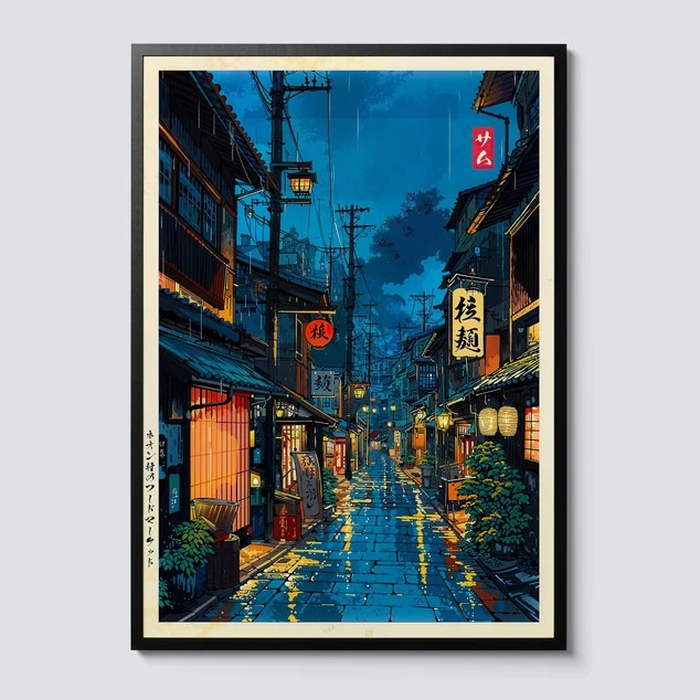 Home Decor Japandi - Japanse Tokyo Teahouse Cartoon Canvas Print