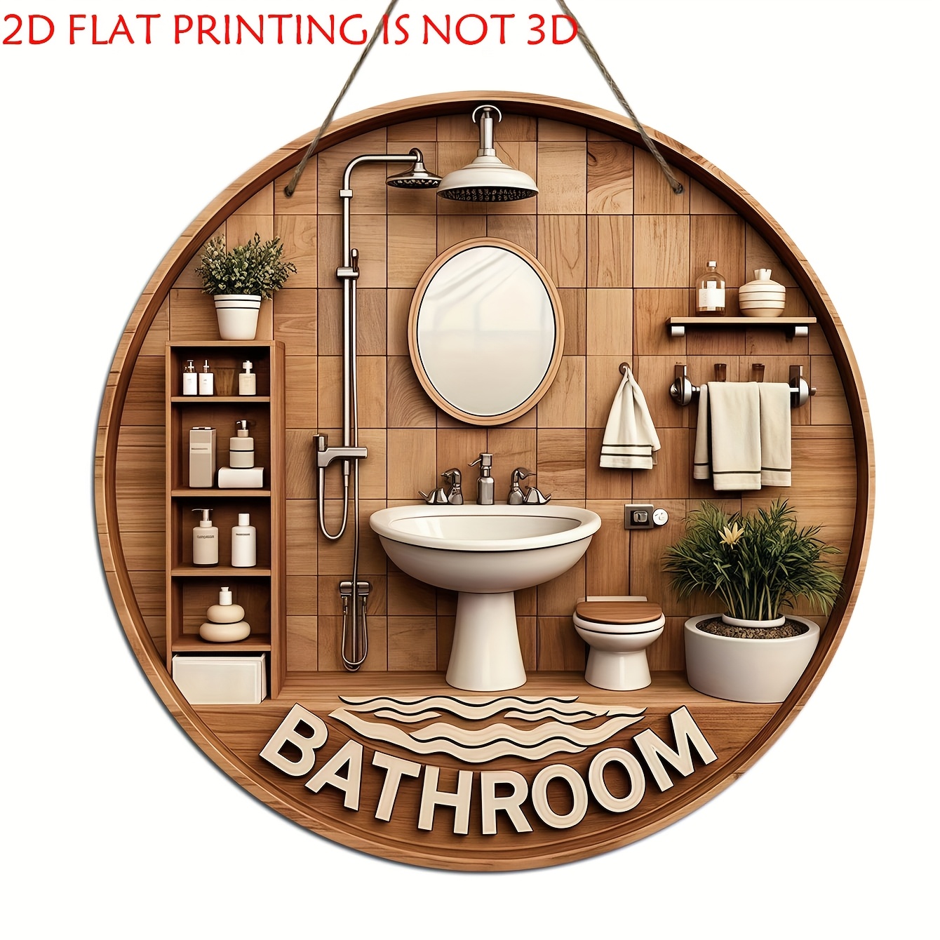 Home Decor Logo - Eén 2D platte ronde houten decoratieve