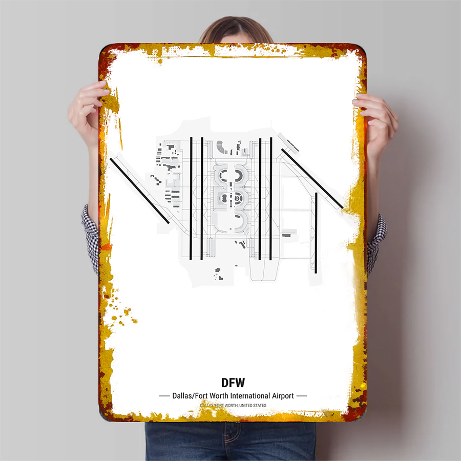 DFW Airport Map Metal Wall Art - Home Decor Dallas recensie en prijs