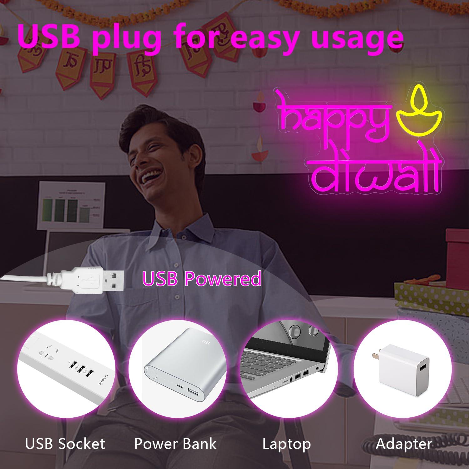 Gelukkige Diwali Neonbord USB- - Home Decor Happy recensie en prijs