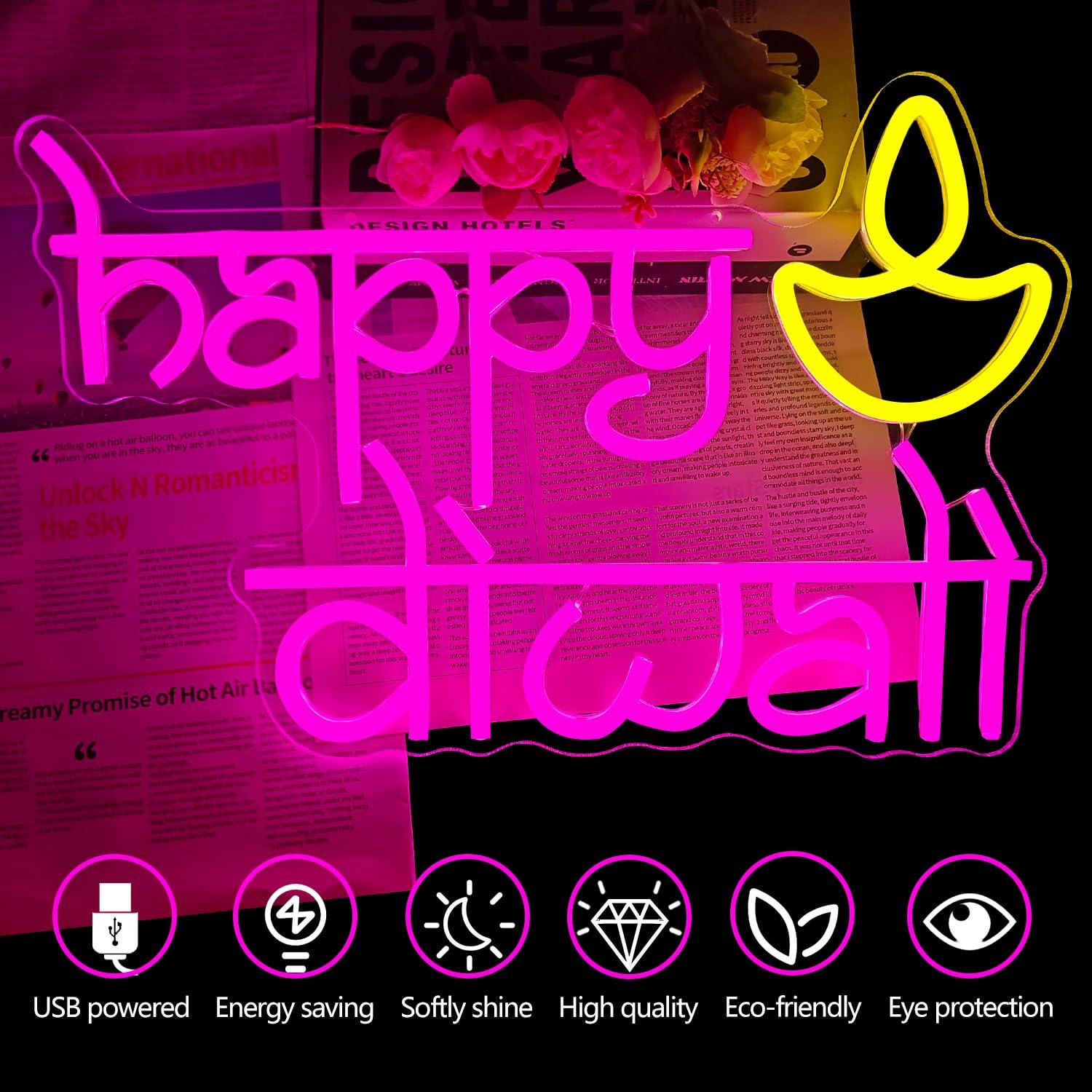 Gelukkige Diwali Neonbord USB- - Home Decor Happy recensie en prijs