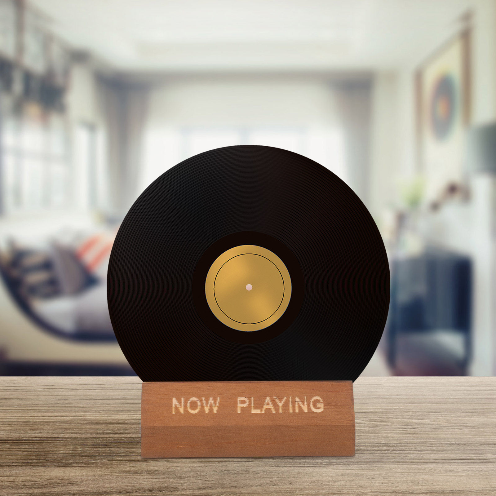 Houten vinylplatenhouder, brui - Home Decor Collection recensie en prijs