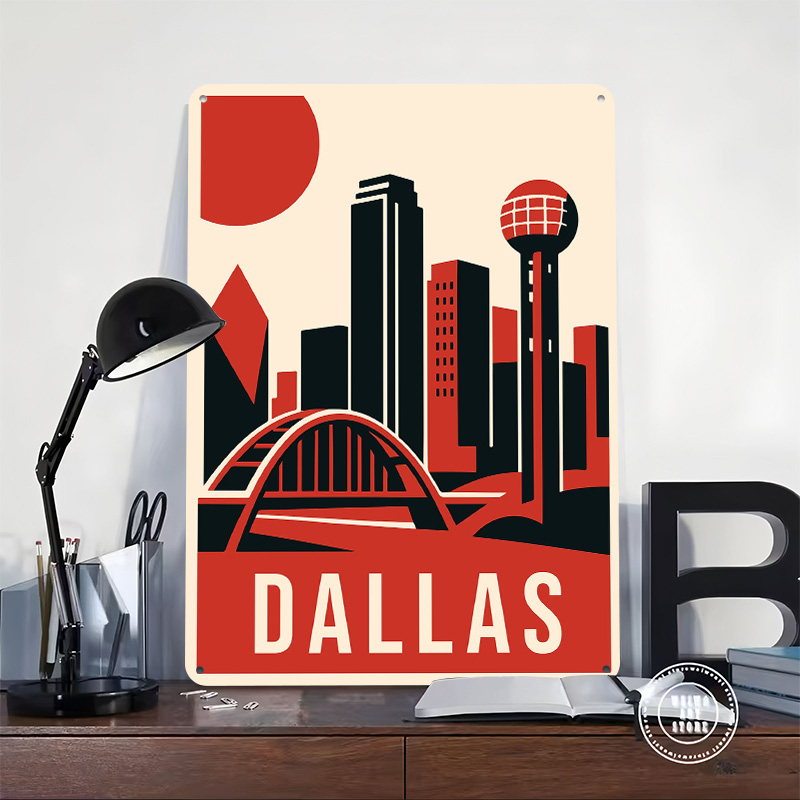 Dallas Vintage Travel Gedrukte - Home Decor Dallas recensie en prijs